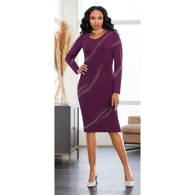 Marisa Embellished Sweater Dress, , large