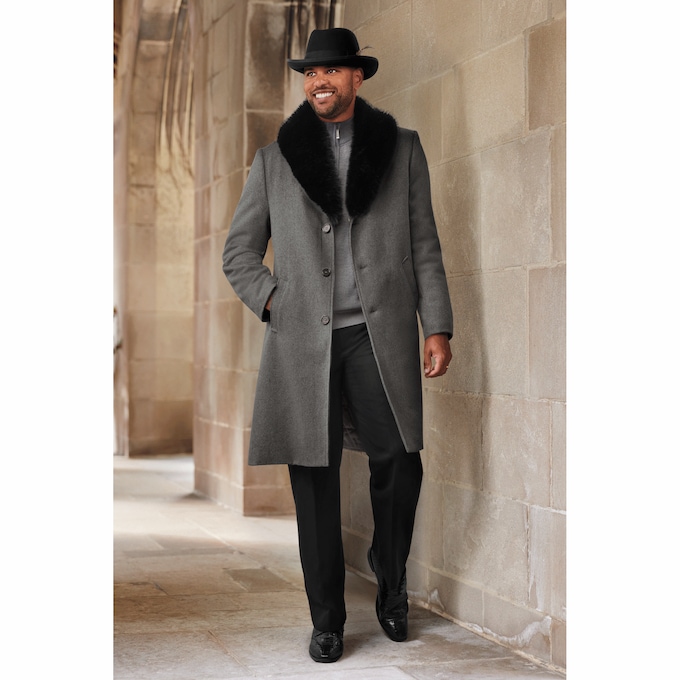 Frank Faux-Fur Collar Coat, , large