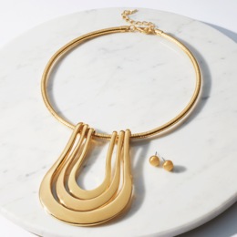 U-Drop Choker Necklace &amp; Earring Set, , large