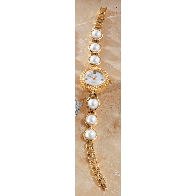 Link/Faux-Pearl Watch, , large
