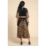 Sharlotte All-Over Pleated A-Line Dress with Flutter Sleeve and Belt, , large