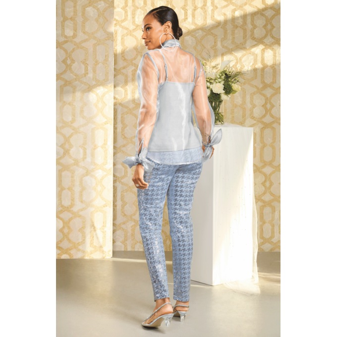 Sequin Houndstooth Stretch-Denim Slim-Leg Jean, , large