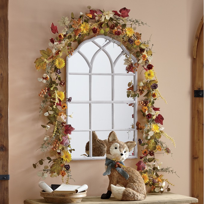 Arched White Framed Mirror, , large