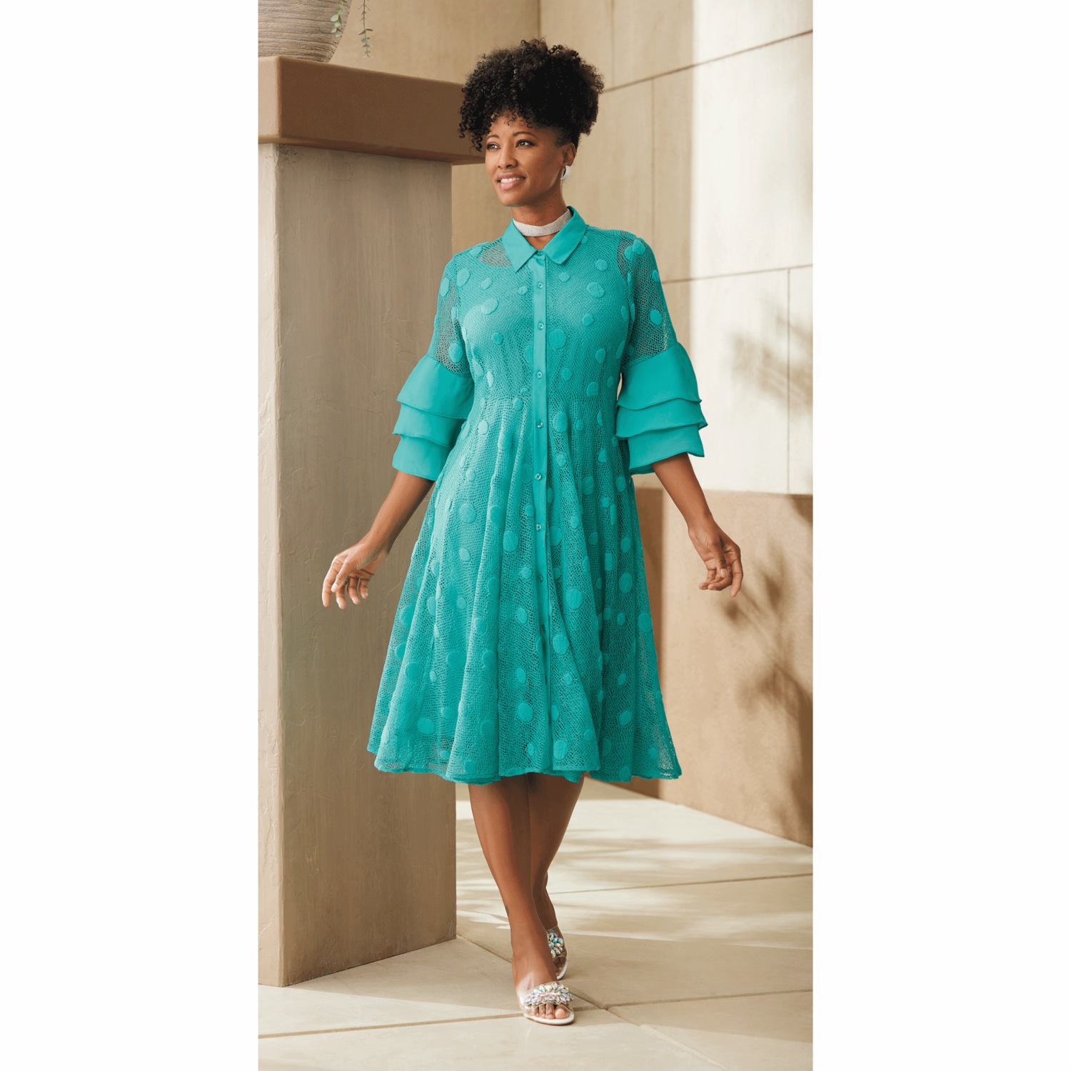 ☆送料・関税込☆TheOpen Product★MESH PRINTED DRESS★ Colleen Lopez Long Sleeve Printed Mesh Dress - 20852686 | HSN