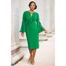 Knotted Waist Lace Sleeve Dress, , large