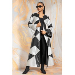 Colorblocked Faux-Leather Maxi Dress, , large