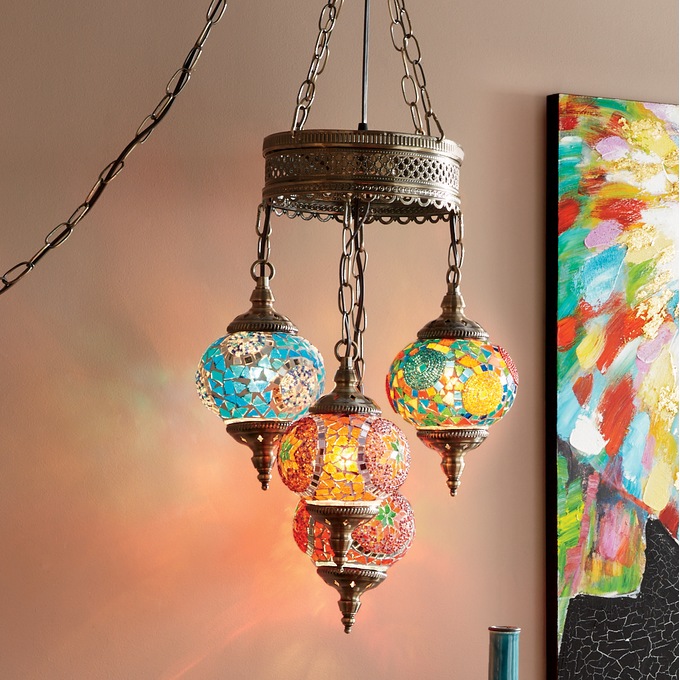 Stained Glass Mosaic Pendant Light, , large
