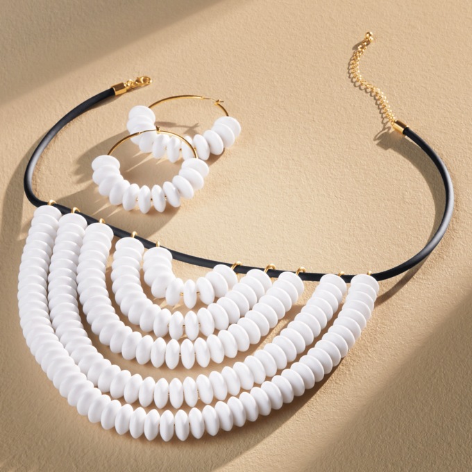 Disc U-Bib Necklace & Earring Set, , large