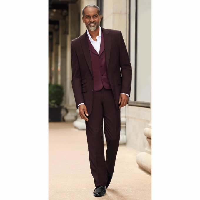 3-Piece Houndstooth Plaid Suit, , large