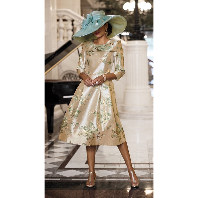Saria Fit-and-Flare Dress and Whittall &amp; Shon Saria Hat, , large