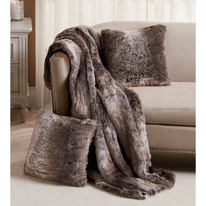 Faux Fur Throw, Brown, large