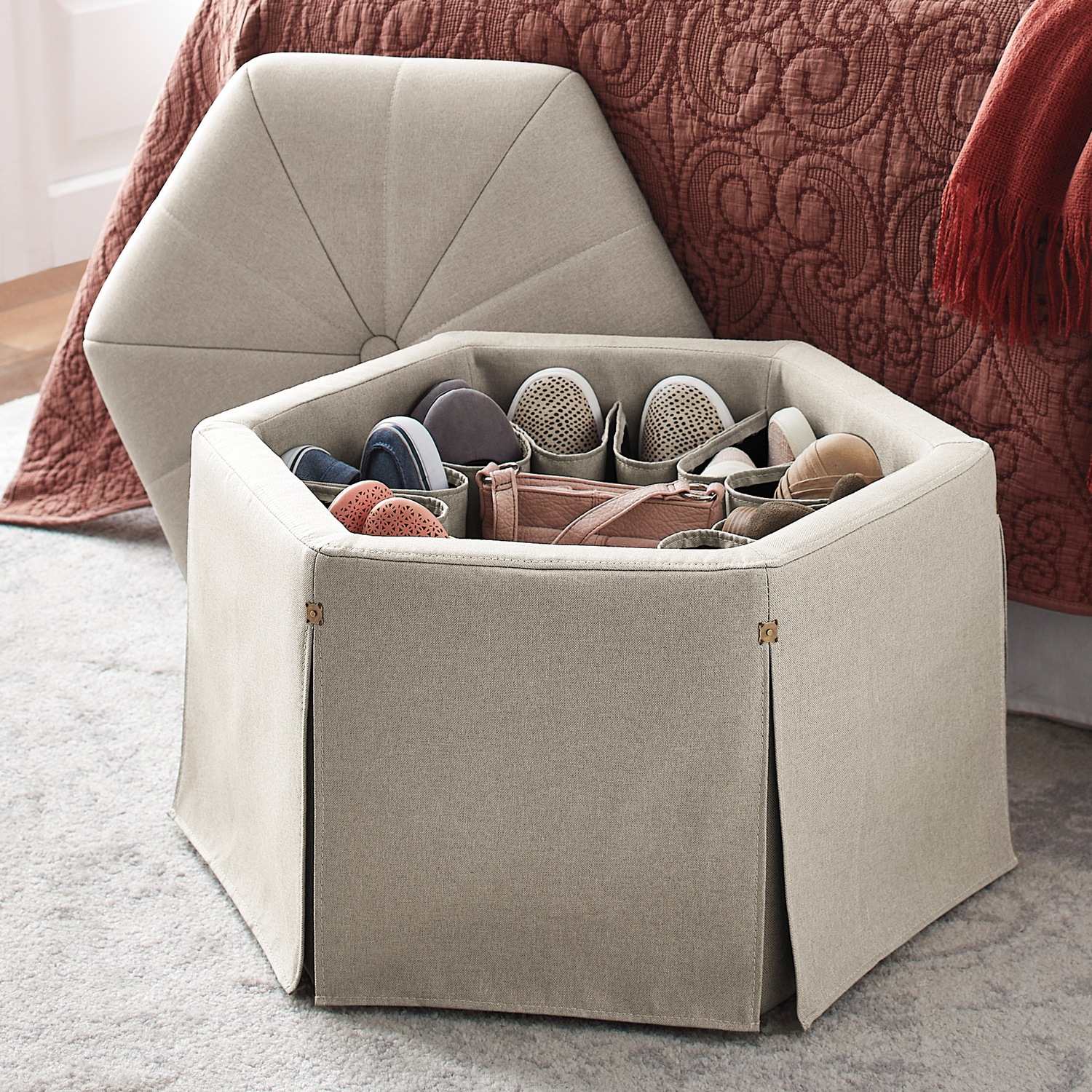 Shoe storage ottoman discount