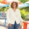 Faux-leather blazer, , large