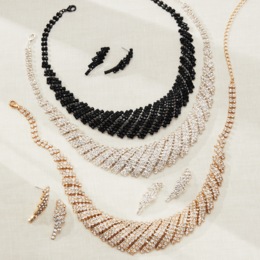 Crystal Rows Collar Necklace &amp; Earring Set, , large