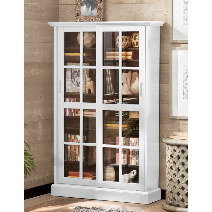 Merrick Sliding-Door Media Cabinet, White, large