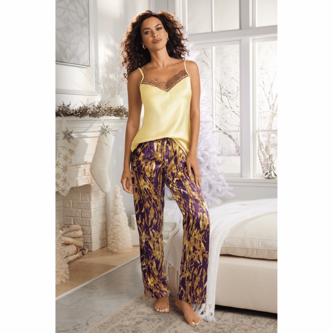 3-Piece Moonlight Mimosas Matching Satin PJ Set, , large
