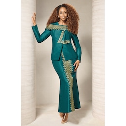 Sibusiso Embroidered Mermaid Maxi Skirt Set with Asymmetrical Jacket, , large