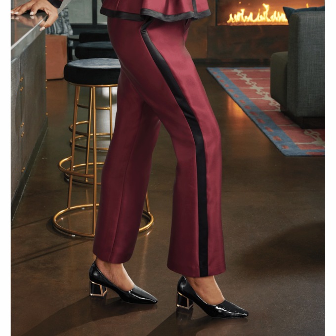 Adora Satin Baby-Flare Pant with Contrast Stripe, , large
