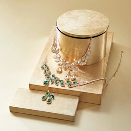 Leafy Crystal Necklace &amp; Earring Set, , large