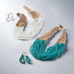 Seed Bead Necklace and Earring Set, , large