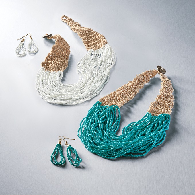 Seed Bead Necklace and Earring Set, , large