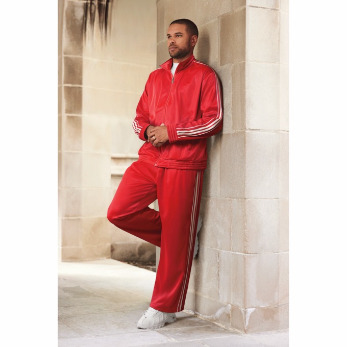 Casual 2-Piece Men's Active Set with Side Stripe Accents, Red, large