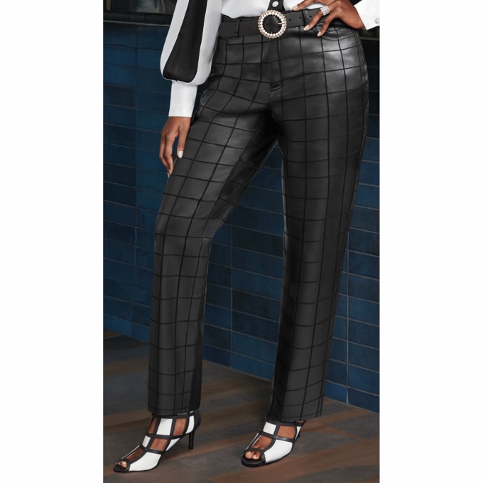 Textured Faux-Leather Pant, , large