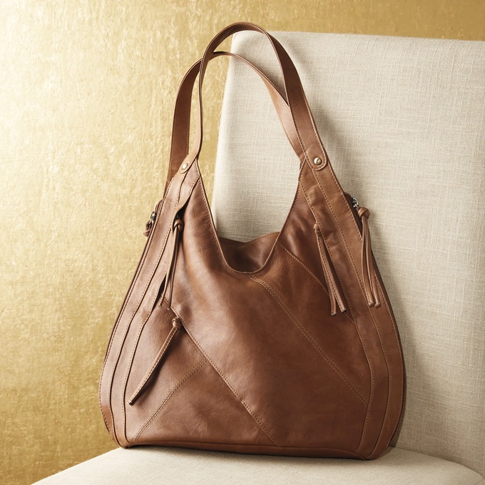 Leather Zippered Tote, , large