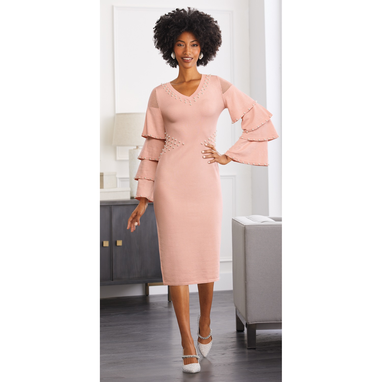 Nikema Tiered Sleeve Sweater Dress ASHRO