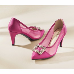 Amanda D&#39;laurie Rhinestone Mesh Pump, , large