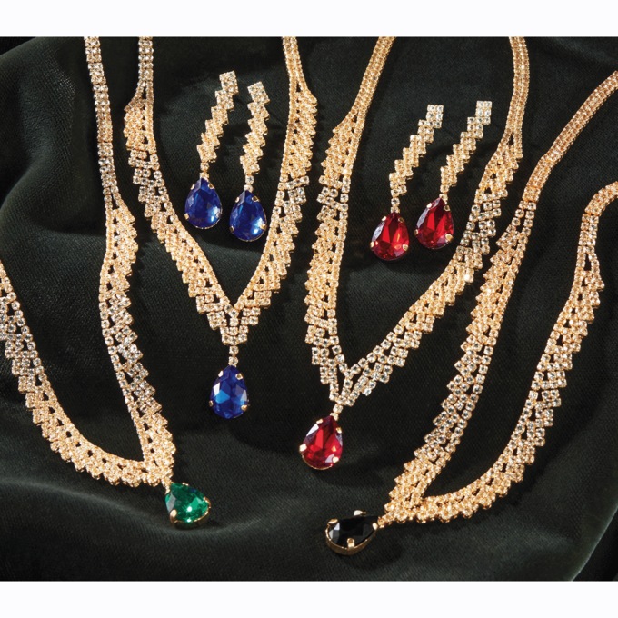 Crystal Pear Necklace and Earring Set, , large