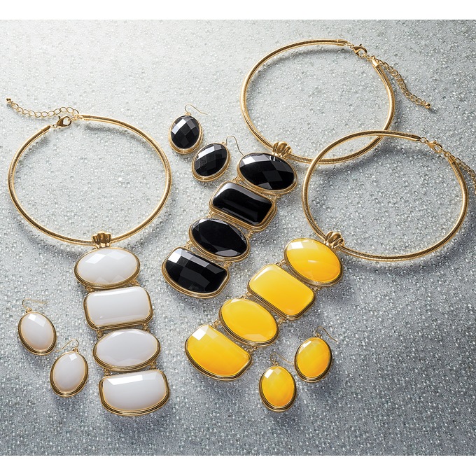 Geometric Necklace and Earring Set, , large