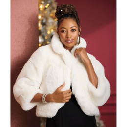 Cora Cropped Faux-Fur Jacket, , large