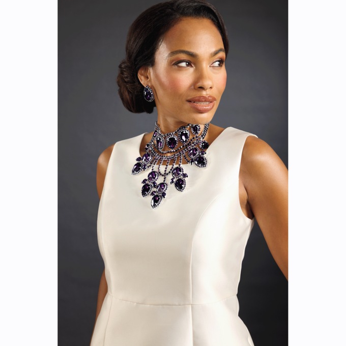 Crystal Pear/Round Drop Necklace & Earring Set, , large