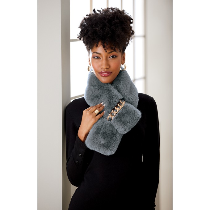 Long faux shop fur scarf