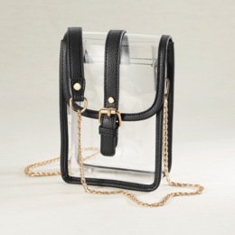 Clear Cell Phone Crossbody with Gold Chain, , large
