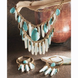 Southwest Faux-Stone Dangle Necklace &amp; Earring Set, , large
