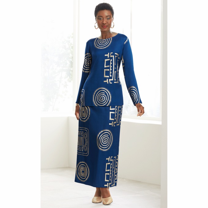 Power Print 3-Piece Wardrober, Navy Gold, large