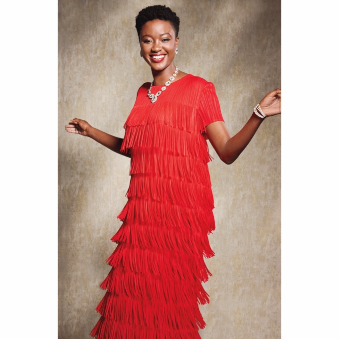 Shanola All-Over Fringed Pleated-Plisse Sheath Dress, , large