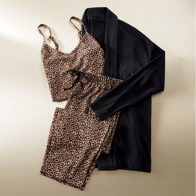 3-Piece Lounging Leopard PJ Set, , large