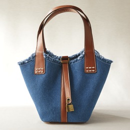 Denim Bucket Bag, , large