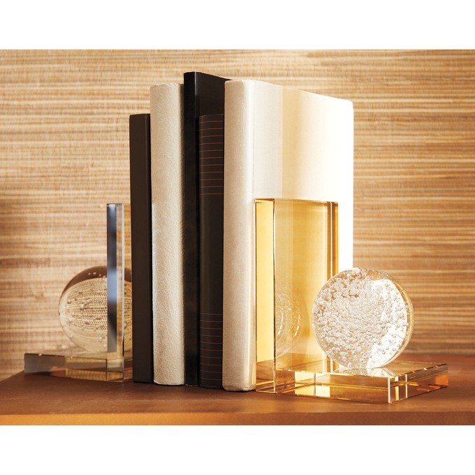 Set of 2 Glass Orb Bookends, , large