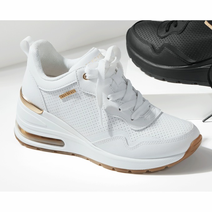Women's lace up skechers sales