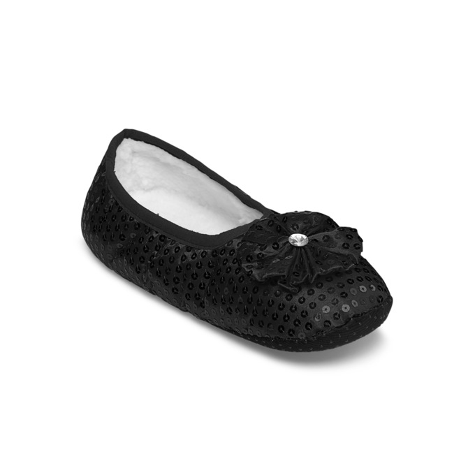 Women's Sequined Footie Slippers, , large