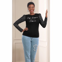 By Grace Through Faith Knit Top, , large