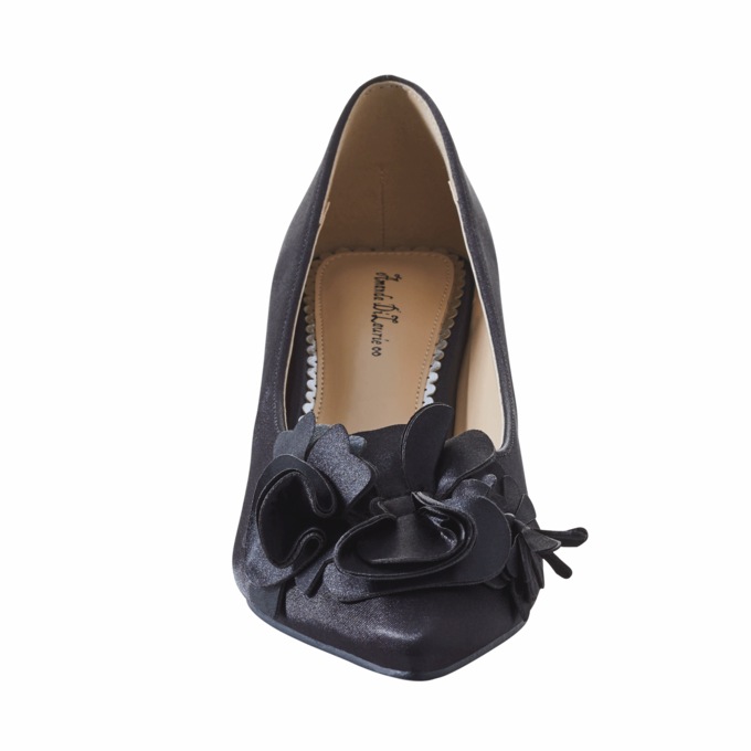 Amanda D’laurie Ruffle Kitten Heel for Women in Satin with 2” Dual-Finish Heel, , large