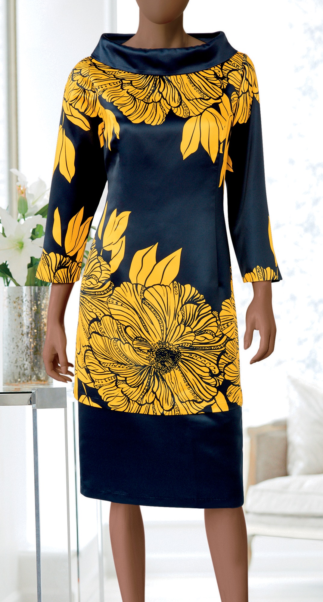 printed satin frocks