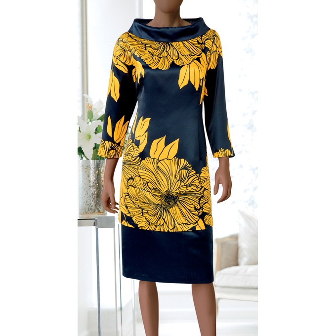 Tiya Printed Satin Dress, , large