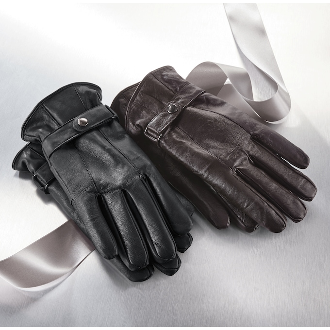 Men's Leather Driving Glove, Black, large