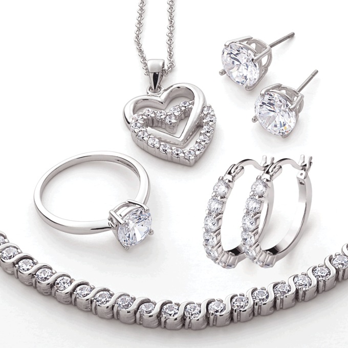 5-Piece Cubic Zirconia Silvertone Jewelry Set, , large